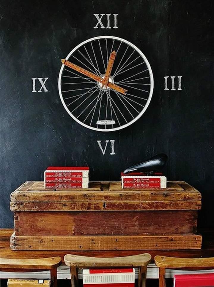 View in gallery clock repurposed bike wheel