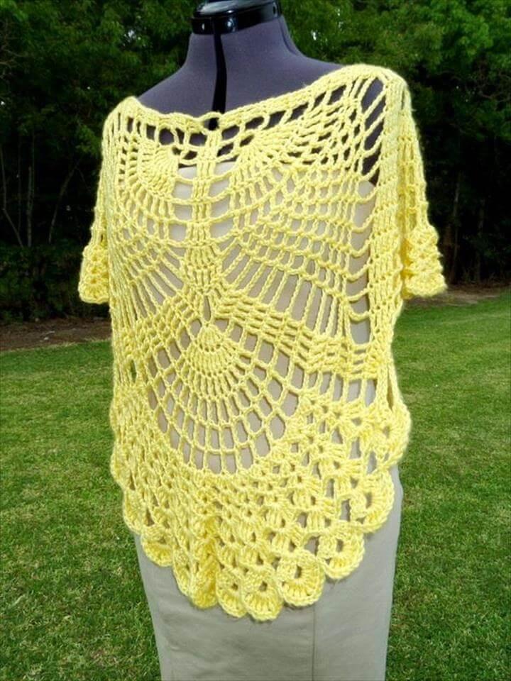 Crochet Poncho Pattern - Oval Lace Doily