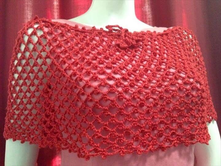 crochet red poncho 
