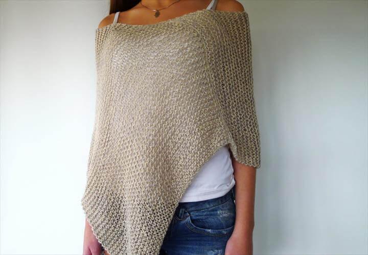 Grey knit summer poncho