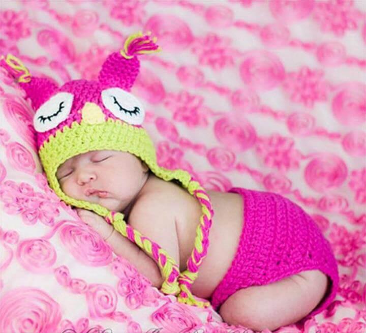 Owl Crochet Baby Hats Diaper Sets Infant Photography Props knitted infant newborn Costume Clothes