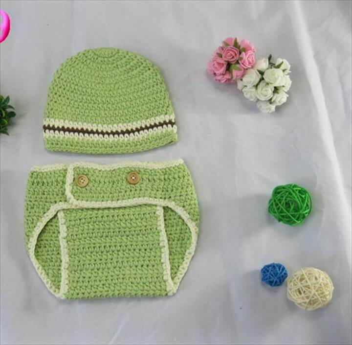 Free shipping,Crochet Baby boy Newsboys Hat & Nappy Diaper Cover Set Newborn Photo props