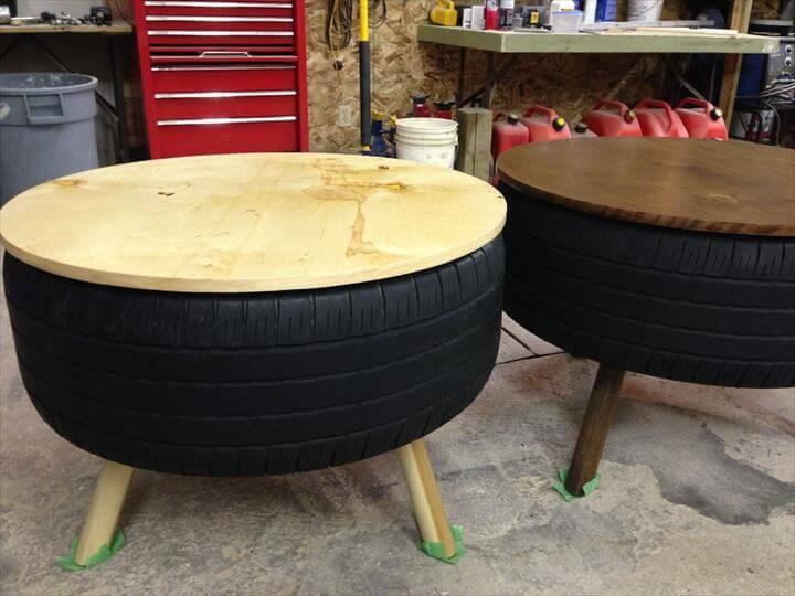 recycled tire coffee table