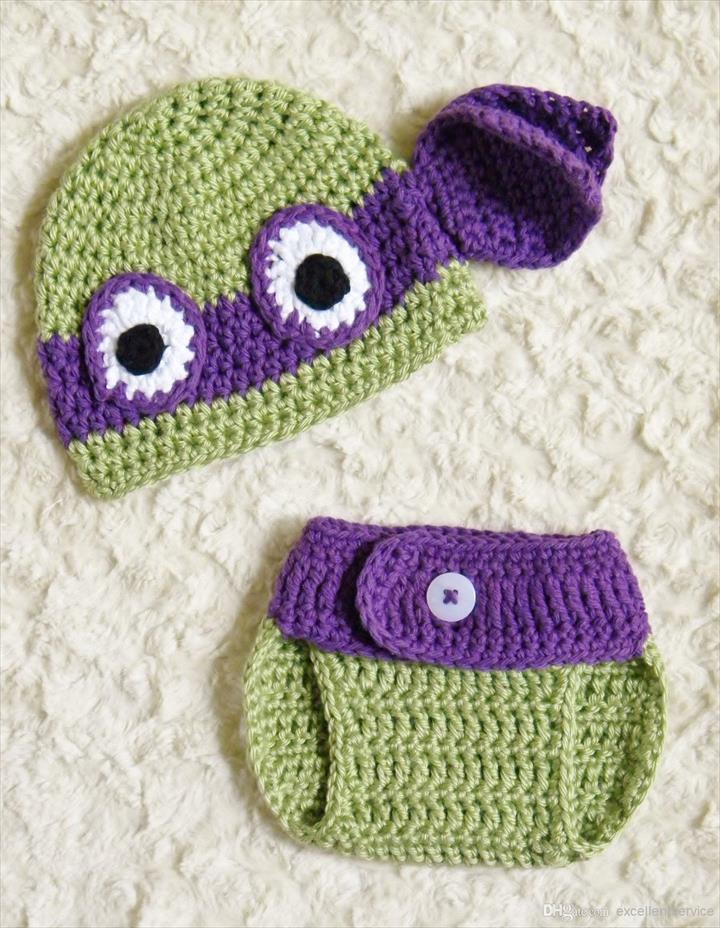 new Ninja Turtles Donatello Crochet Baby Hat & Diaper Cover