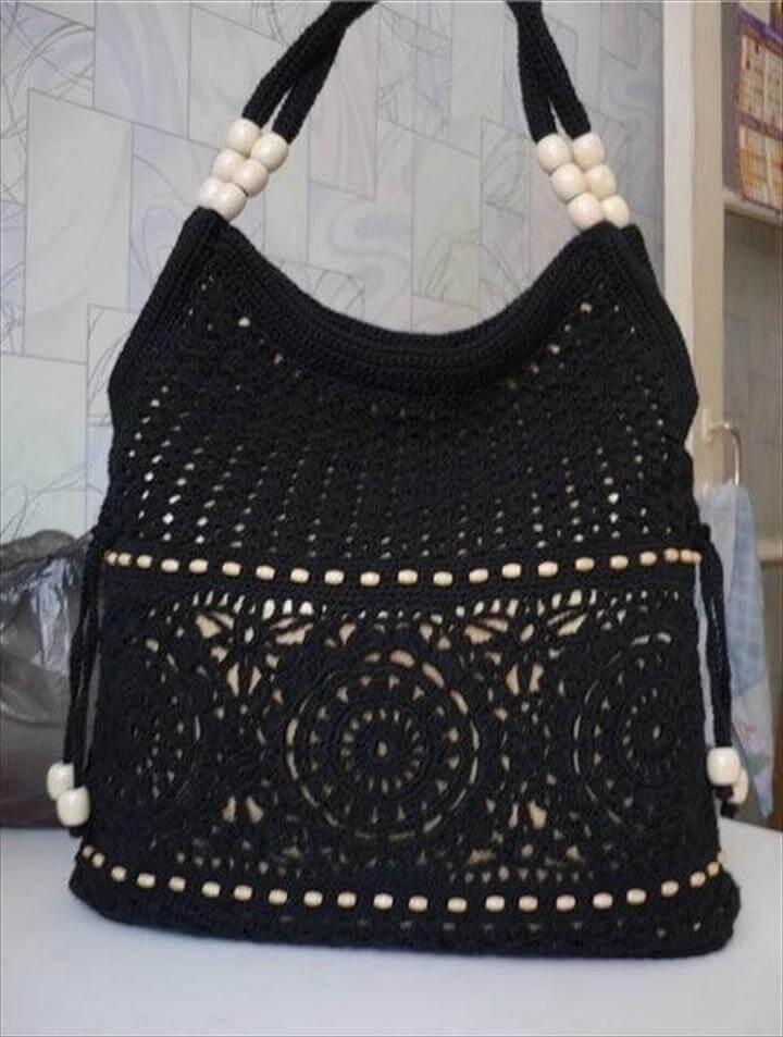 black crochet bag or purse