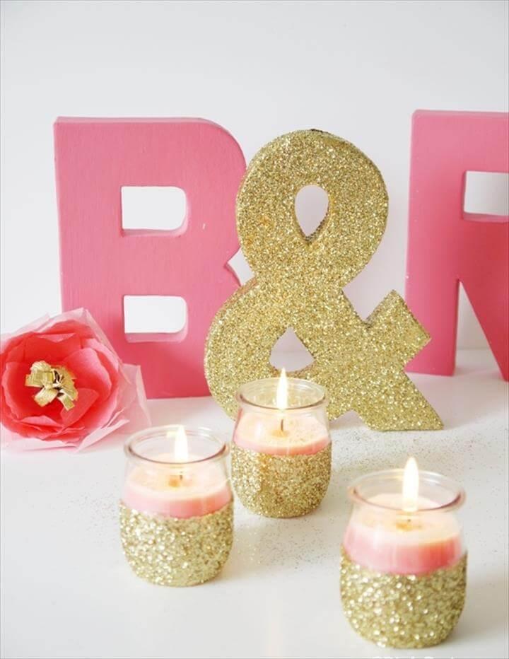 DIY Pink Candles and Glitter Candle Holders | Party Ideas | Party .