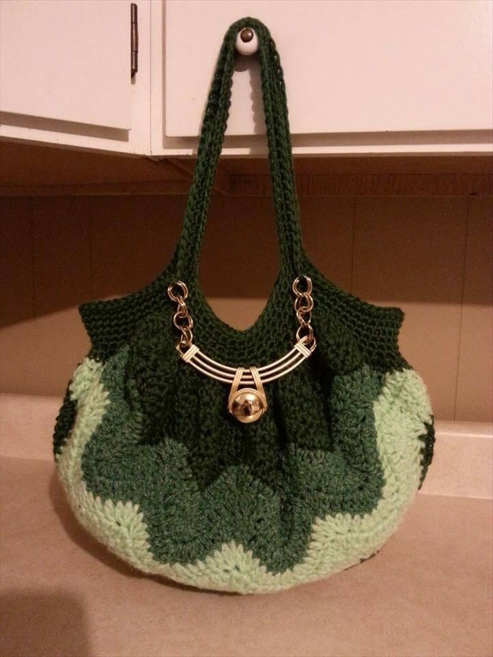 Crochet A (Chevron Stitch) Handbag Purse Tutorial