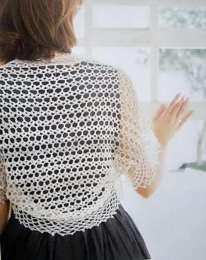 Crochet Pattern Of Simple Lace Shrug Bolero