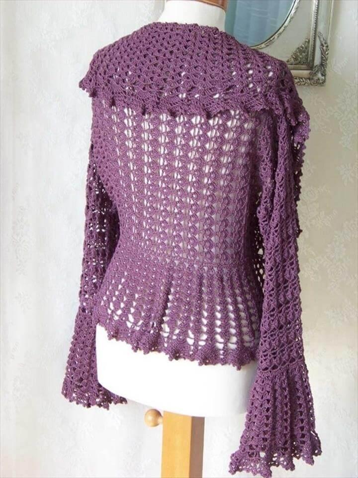 crochet pattern purple shrug