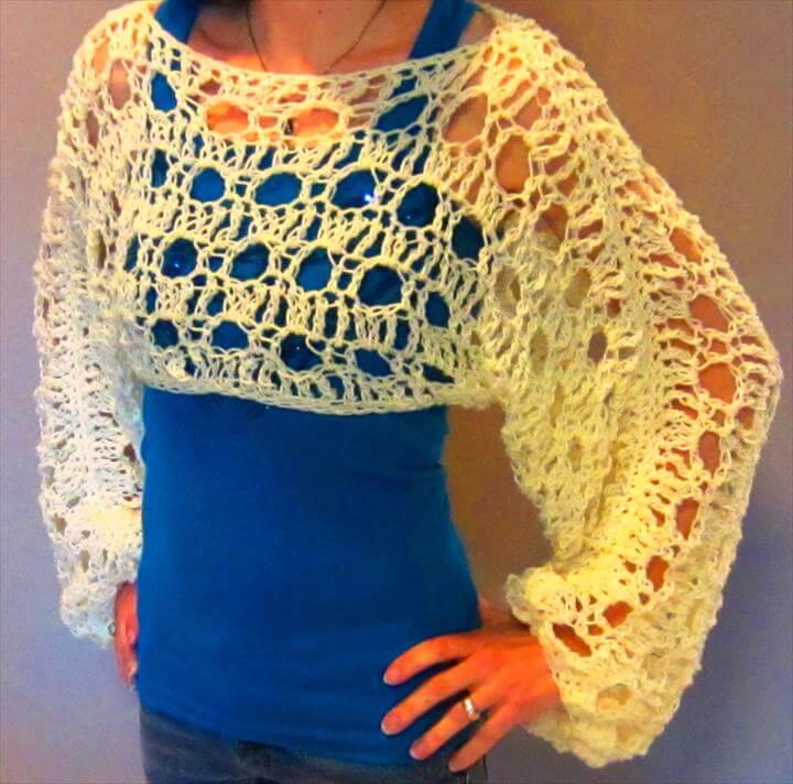 SALE Crochet Pattern Shrug Sweater Cropped Sweater Shrug