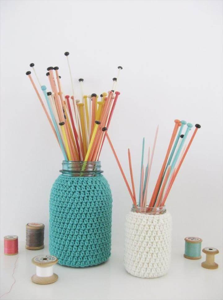Cute DIY Mason Jar Ideas - Knitting Jars - Fun Crafts, Creative Room Decor,