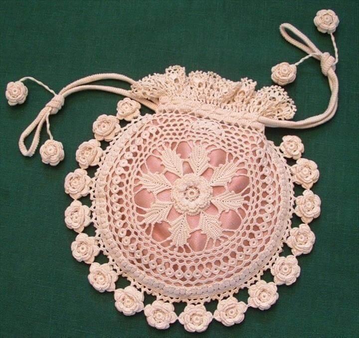 Rings and Roses Irish Crochet Purse Pattern