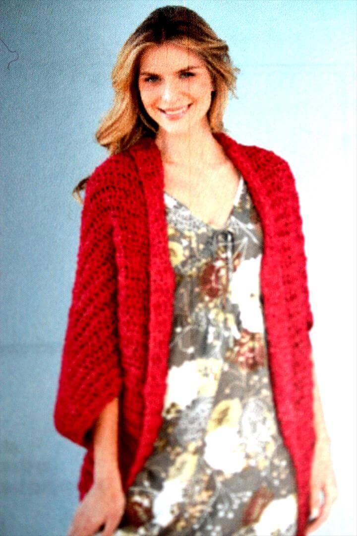 crochet red shrug