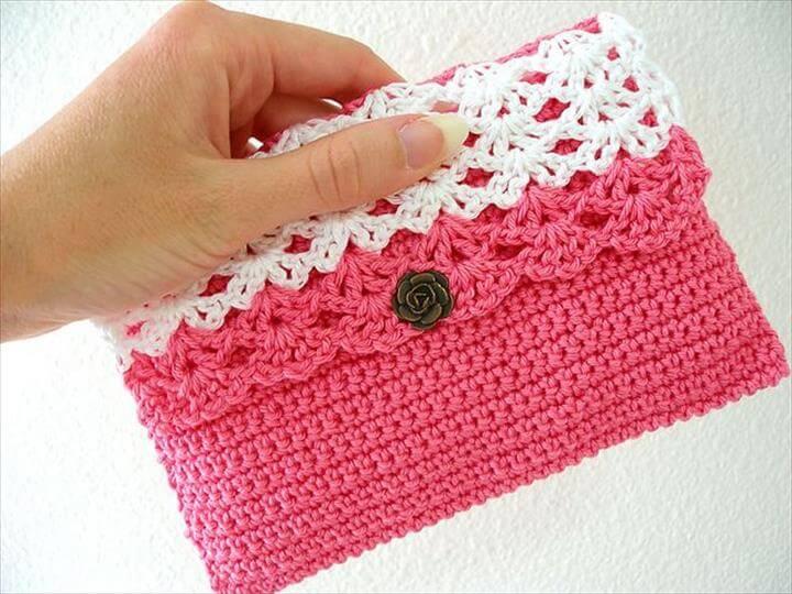 white lace crochet purse