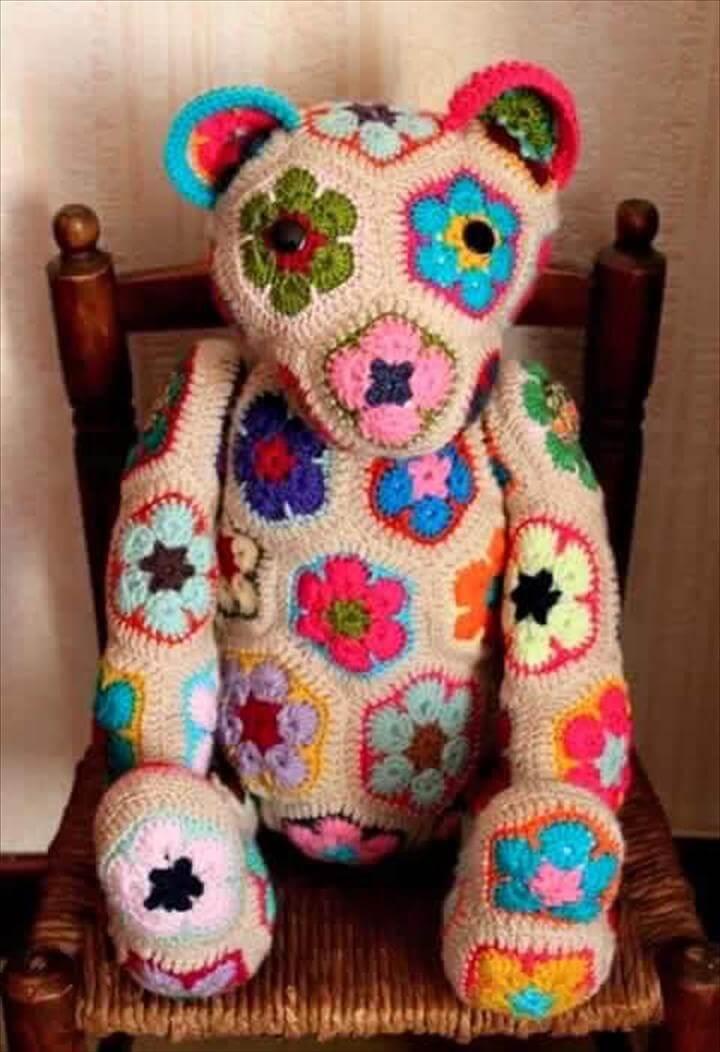African Flower Crochet Bear