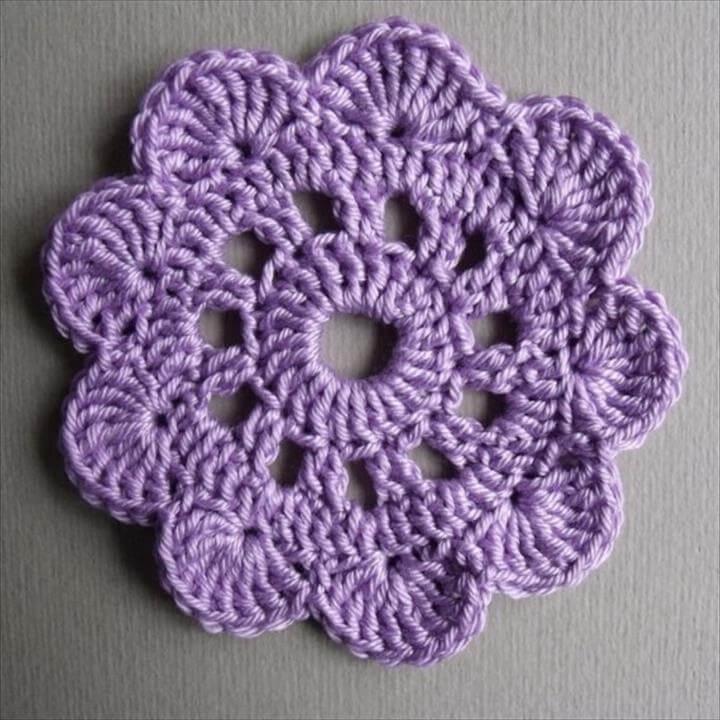 Crocheted Big Flower-coaster