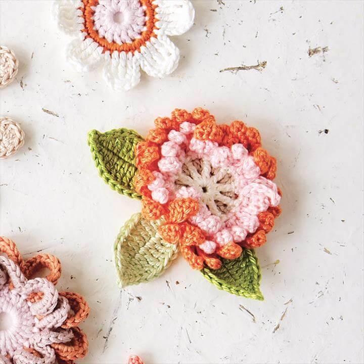 Corsage crochet flower pattern