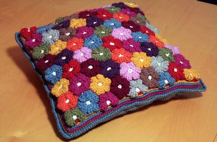 Crochet Floral Cushion