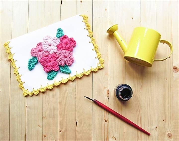 Crochet flower card