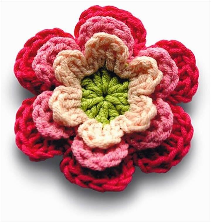 Crocheted Flowers , Free Crochet Colorful Flowers Pattern