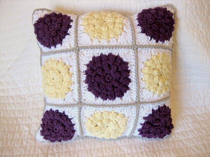 3 Crochet Flower Pillow