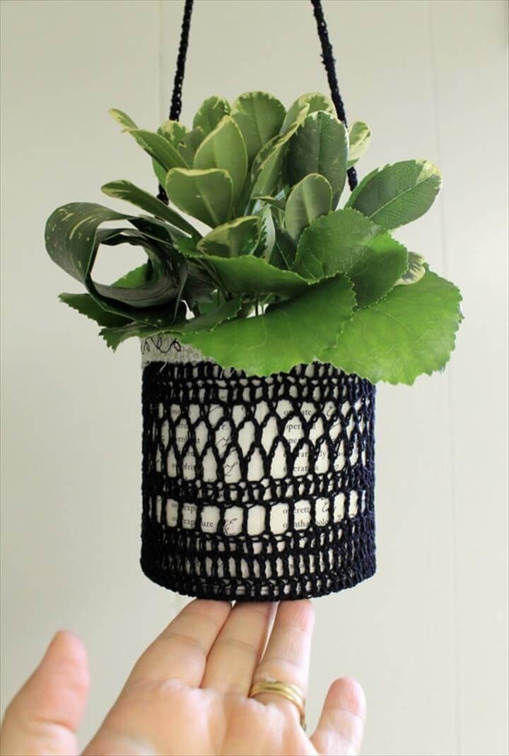 Crochet Flower Pot Cozy Hanging Plant