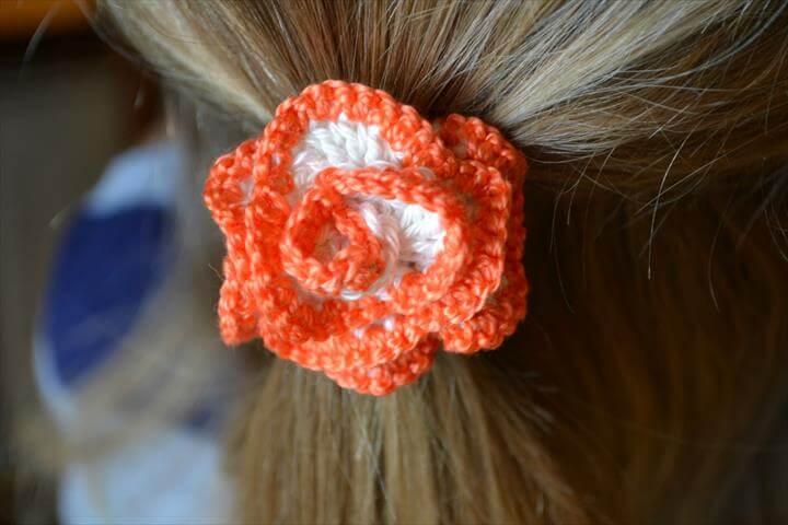Crochet rose hair ties free pattern