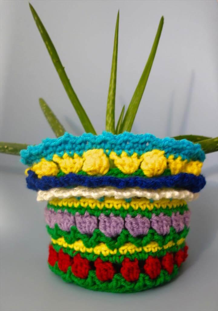 Crochet Flower Pot Sweater 
