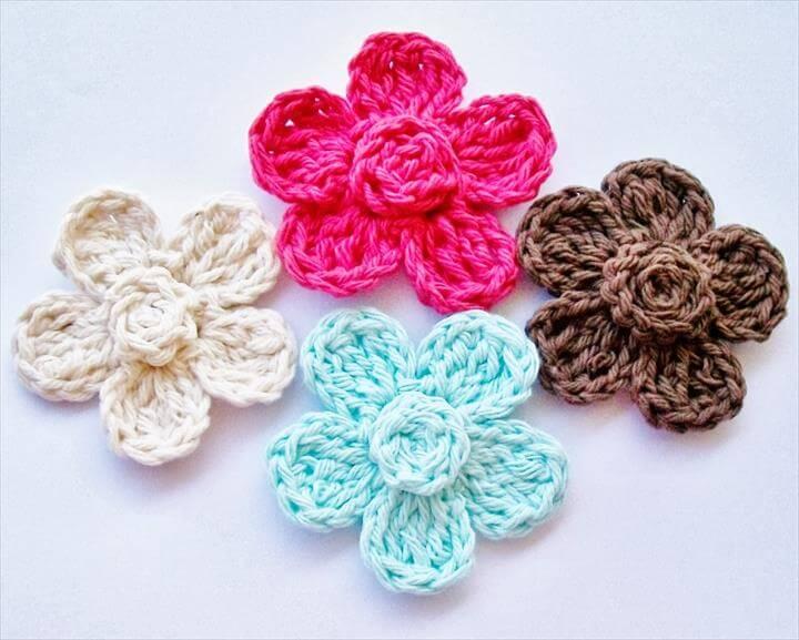 Free Crochet Flower Pattern, Five Petal Daisy Free Crochet Pattern