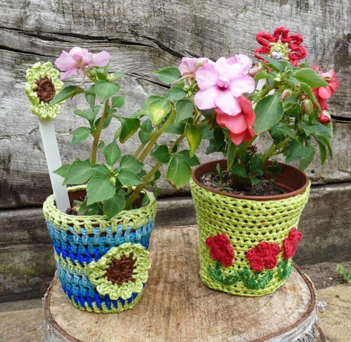 amazing crochet flower pot covers