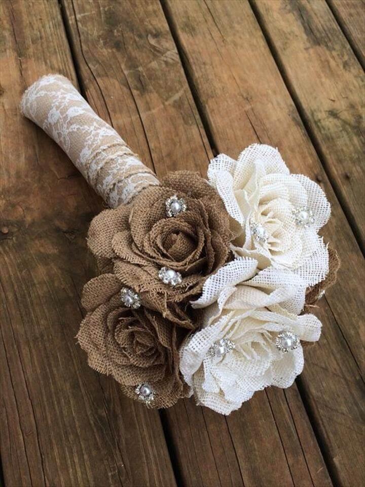 Large Burlap Bouquet - Shabby Chic Wedding - Rustic Wedding - Rustic Bouquet - Wedding Burlap Bouquet - Rustic Wedding Bouquet - Bouquet