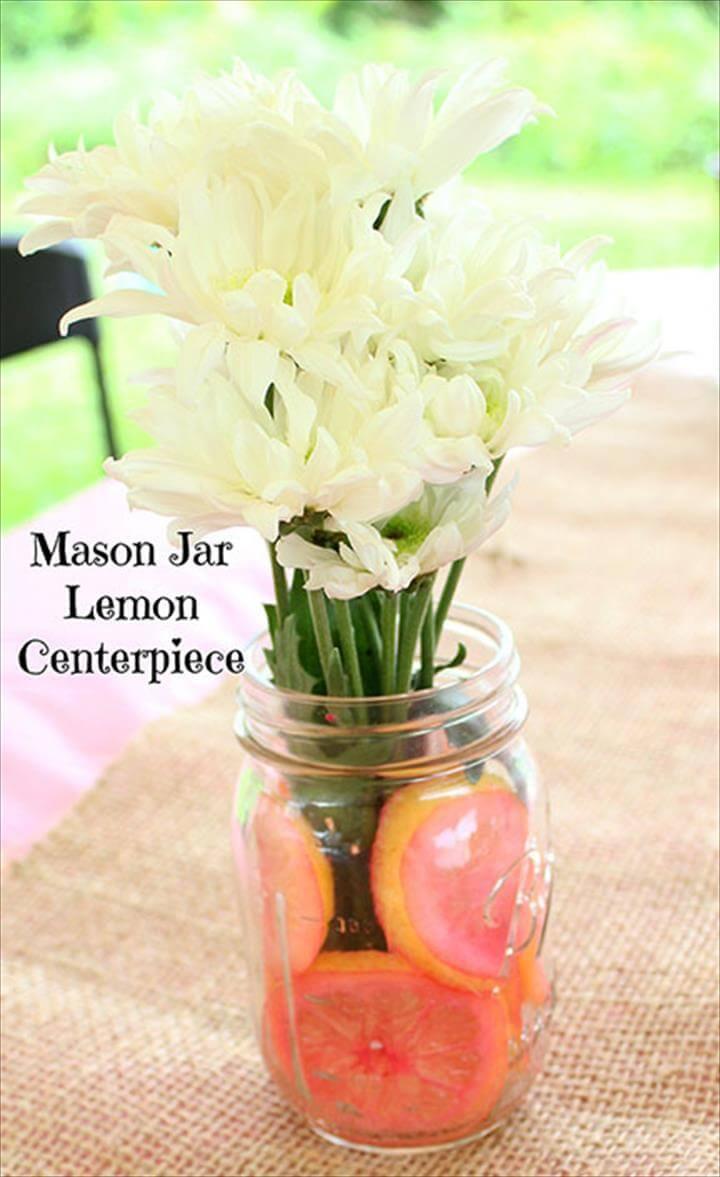 Mason Jar Lemon Centerpieces