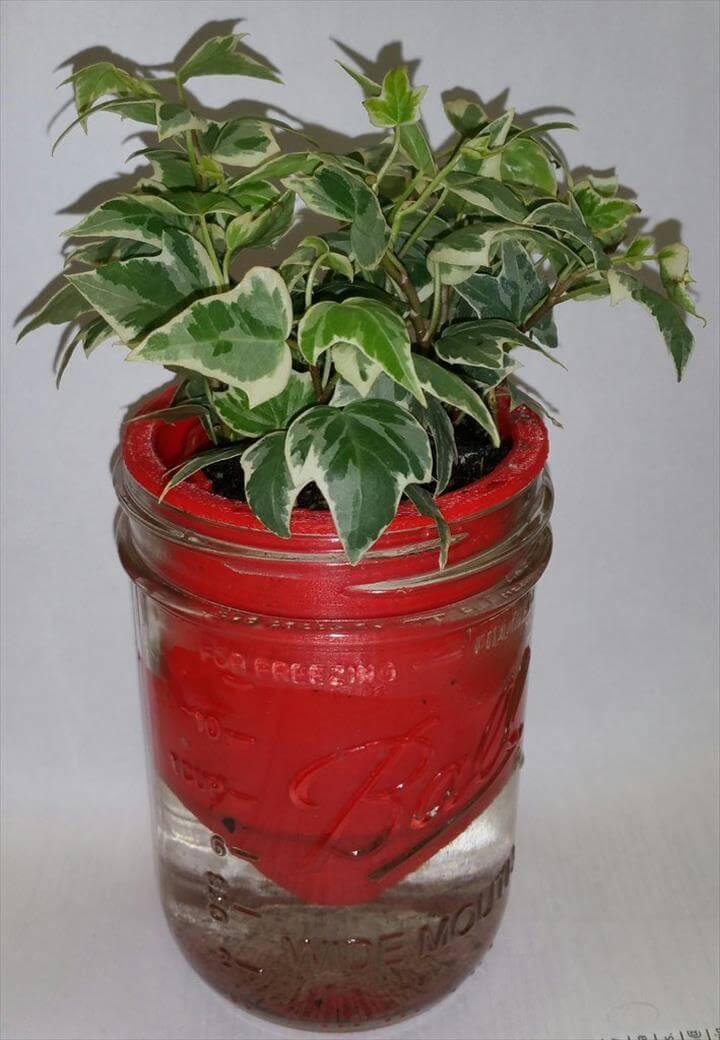 Small Mason Jar Self-Watering Planter