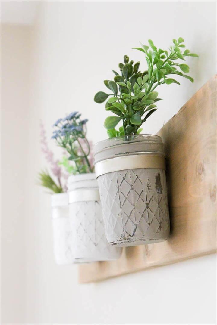 DIY Rustic Farmhouse Mason Jar Planter from Making it in the Mountains