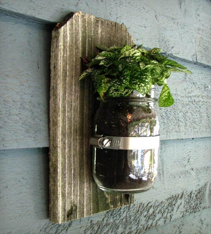 Single Mason Jar Wall Planter | Bring the outdoors in with this mason jar wall organizer