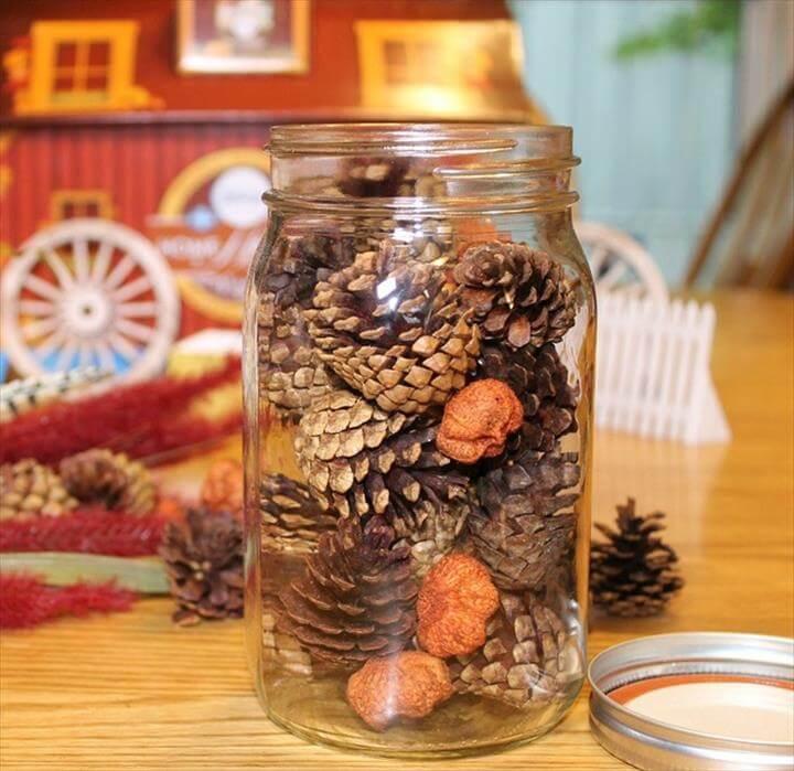 simply add pine cones to the jar