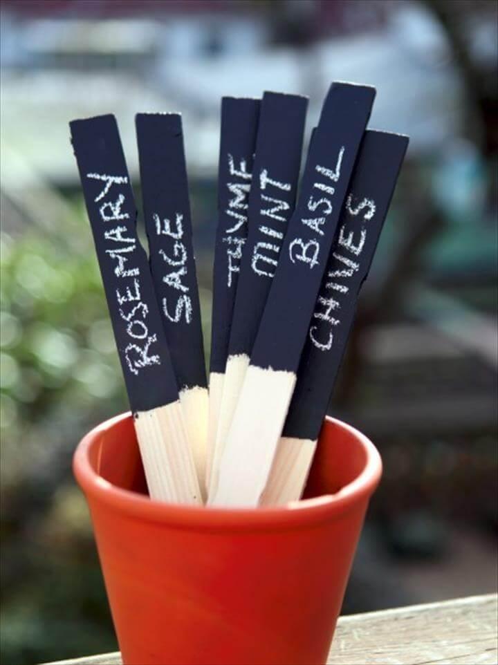 chalkboard paint plant markers, chalkboard paint, crafts, gardening, Let your wooden sticks