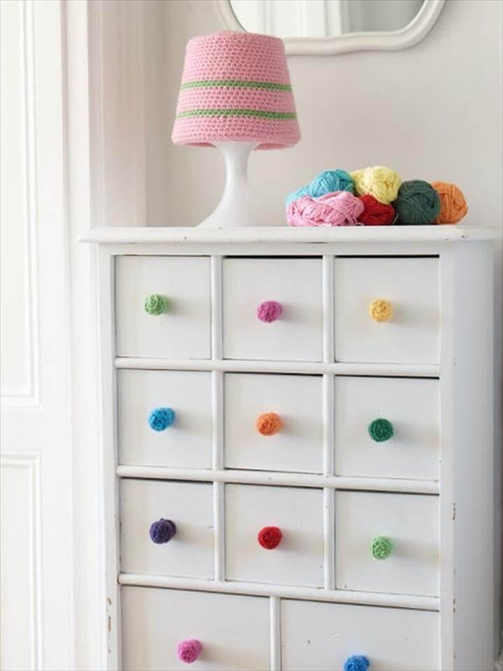 colorful crochet drawer knobs