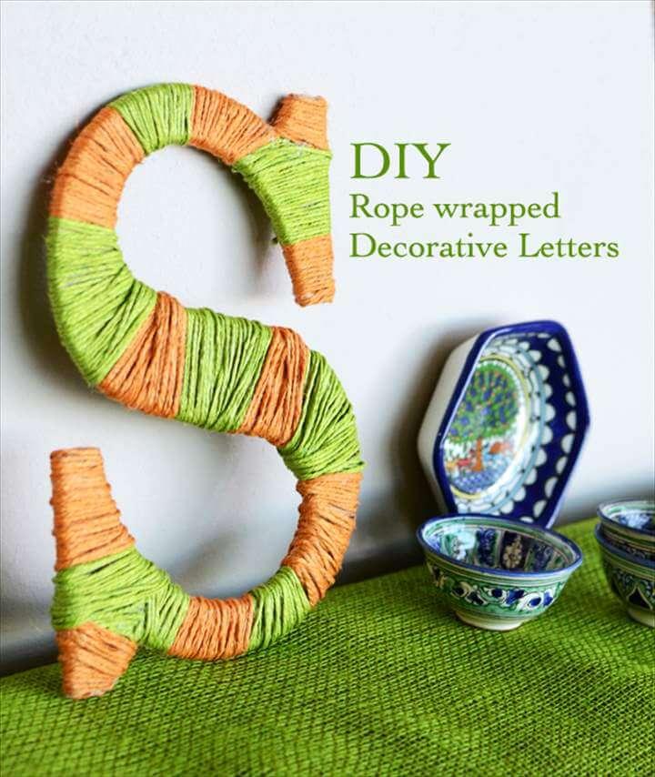 Decorative Wood Letters, Tutorial, Jute Rope, Wrapped Letters, DIY Craft, Burlap