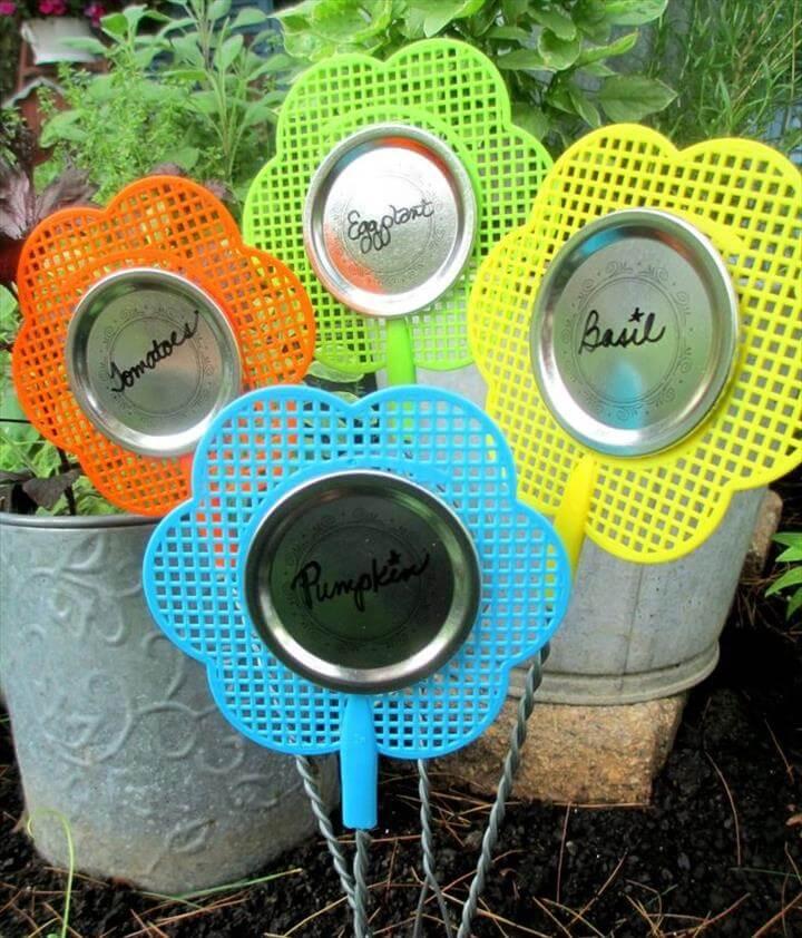 Dollar Store Fly Swatter Plant Labels 
