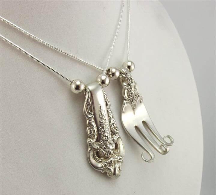 Equals 2 Forkin Necklaces - Silverware Jewelry - Silverware Necklace