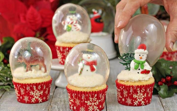 DIY Snow Globe Cupcakes with Gelatin Bubbles