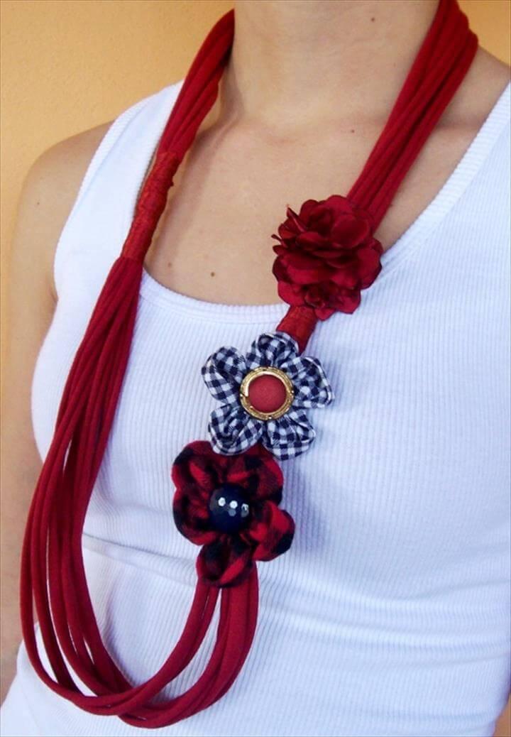 diy scarves t-shirt easy ideas decorate flowers red
