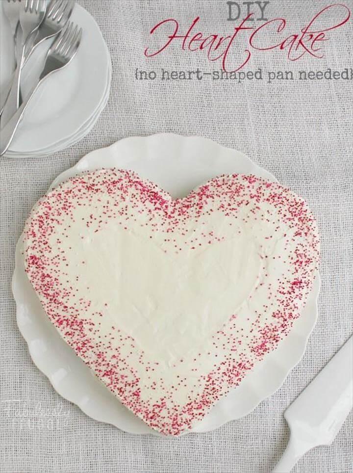 DIY Heart Cake no heart-shaped pan needed Valentine's Day Recipe