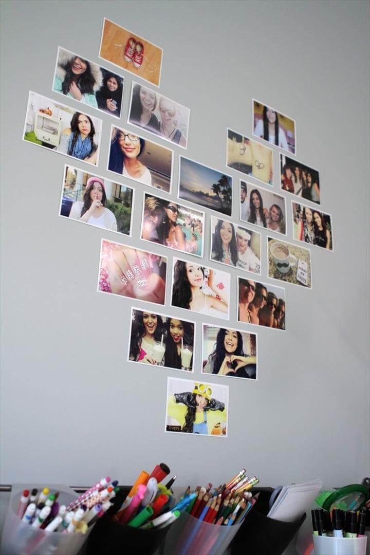 Decorate your room with photos in a heart layout