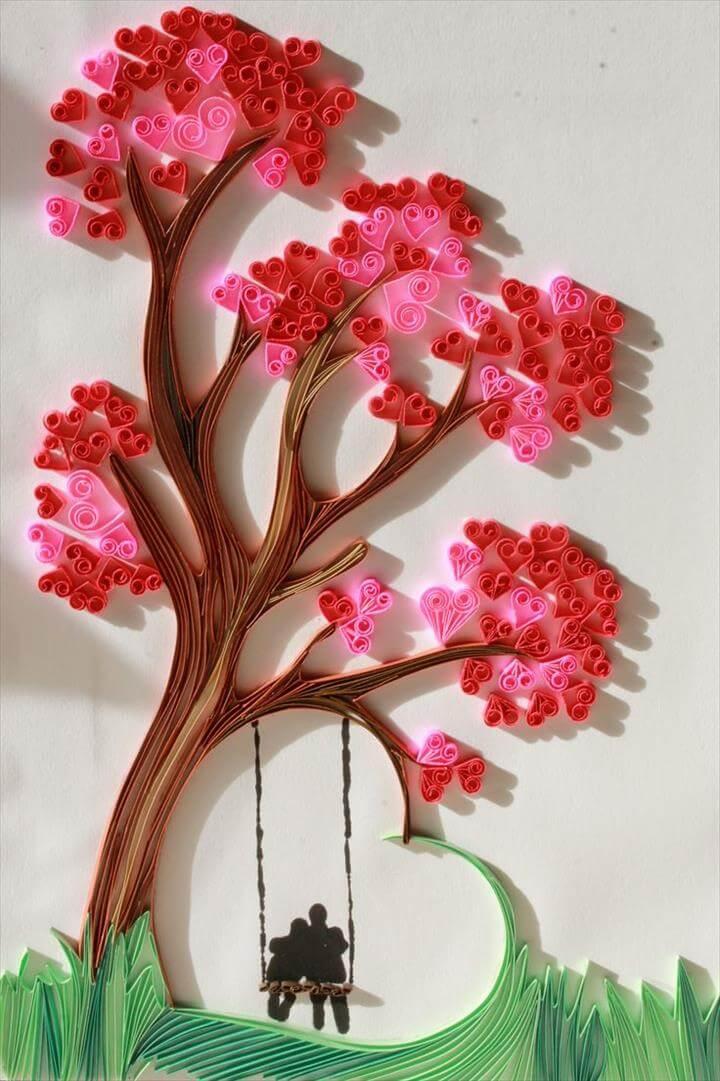 Valentine Heart Paper Quilling Tree