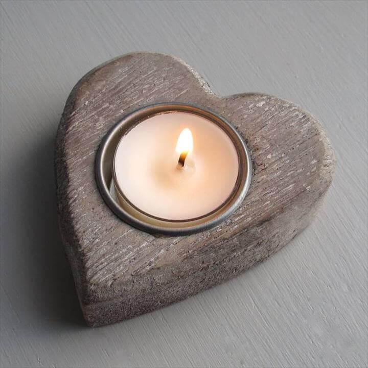 Heart Wooden Candle Holder