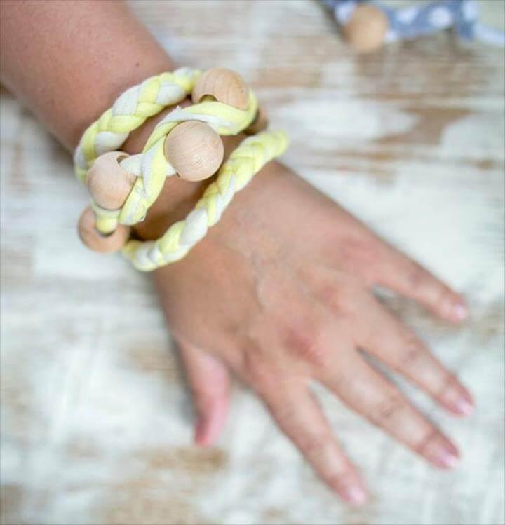 Braided Wooden Bead Wrap Bracelet: 