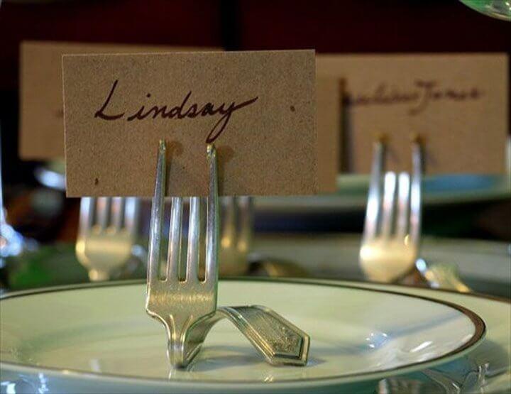 Fork name place holders. Would work really well with vintage forks, Fork Place Card Holders