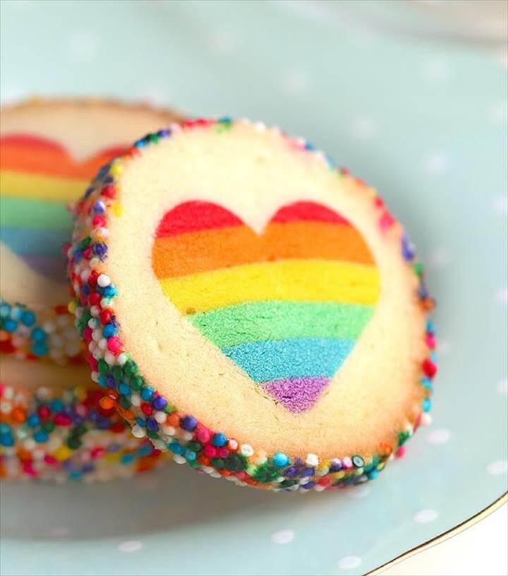 Eugenie Cookie" Rainbow Heart Cookies Slice & Bake Surprise